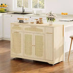 53 Îlot de Cuisine avec Abattant, Îlot Roulant de Cuisine avec Poubelle Inclinable, Armoire de Rangement, Étagère à Épices, 2 Tiroirs, Table Îlot MobileCuisine