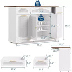 53 Îlot de Cuisine avec Abattant, Îlot Roulant de Cuisine avec Poubelle Inclinable, Armoire de Rangement, Étagère à Épices, 2 Tiroirs, Table Îlot MobileCuisine