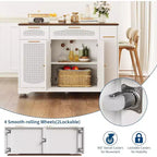 53 Îlot de Cuisine avec Abattant, Îlot Roulant de Cuisine avec Poubelle Inclinable, Armoire de Rangement, Étagère à Épices, 2 Tiroirs, Table Îlot MobileCuisine