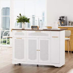 53 Îlot de Cuisine avec Abattant, Îlot Roulant de Cuisine avec Poubelle Inclinable, Armoire de Rangement, Étagère à Épices, 2 Tiroirs, Table Îlot MobileCuisine