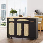 53 Îlot de Cuisine avec Abattant, Îlot Roulant de Cuisine avec Poubelle Inclinable, Armoire de Rangement, Étagère à Épices, 2 Tiroirs, Table Îlot MobileCuisine