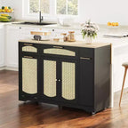 53 Îlot de Cuisine avec Abattant, Îlot Roulant de Cuisine avec Poubelle Inclinable, Armoire de Rangement, Étagère à Épices, 2 Tiroirs, Table Îlot MobileCuisine