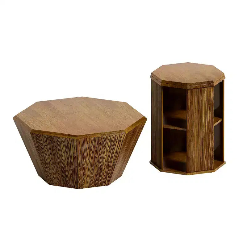 Table basse octogonale de ferme de 31,5 pouces, table centrale en bois d'hévéa au design moderne pour le salon et le bureau