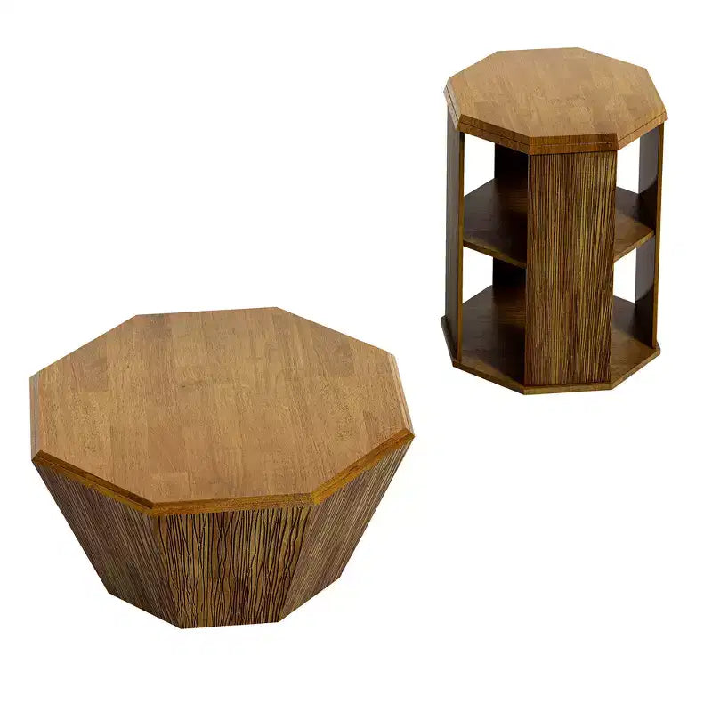 Table basse octogonale de ferme de 31,5 pouces, table centrale en bois d'hévéa au design moderne pour le salon et le bureau