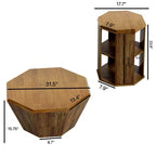 Table basse octogonale de ferme de 31,5 pouces, table centrale en bois d'hévéa au design moderne pour le salon et le bureau