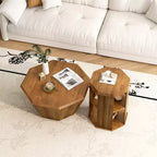 Table basse octogonale de ferme de 31,5 pouces, table centrale en bois d'hévéa au design moderne pour le salon et le bureau