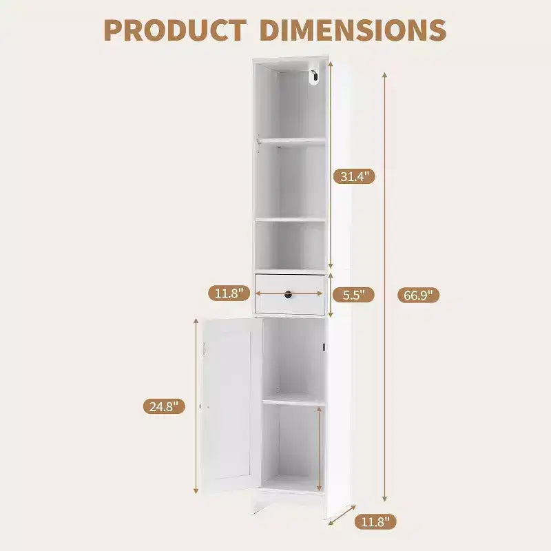 Meuble de rangement haut de salle de bain, meuble autoportant étroit et mince avec 2 portes de grange et 1 tiroir avec étagères réglables pour la cuisine et la salle de bain