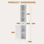 Meuble de rangement haut de salle de bain, meuble autoportant étroit et mince avec 2 portes de grange et 1 tiroir avec étagères réglables pour la cuisine et la salle de bain