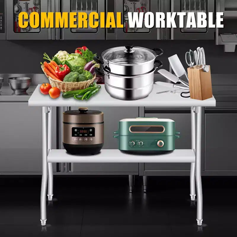 Table pliante en acier inoxydable Acekool, établi de préparation portable robuste, aucun assemblage requis, pour cuisine, buanderie, camping, garage