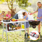 Table pliante en acier inoxydable Acekool, établi de préparation portable robuste, aucun assemblage requis, pour cuisine, buanderie, camping, garage