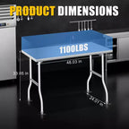 Table pliante en acier inoxydable Acekool, établi de préparation portable robuste, aucun assemblage requis, pour cuisine, buanderie, camping, garage