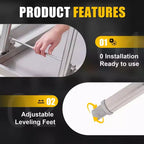 Table pliante en acier inoxydable Acekool, établi de préparation portable robuste, aucun assemblage requis, pour cuisine, buanderie, camping, garage