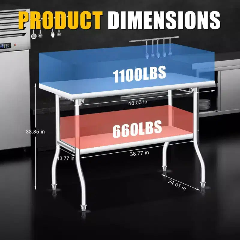 Table pliante en acier inoxydable Acekool, établi de préparation portable robuste, aucun assemblage requis, pour cuisine, buanderie, camping, garage