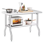Table pliante en acier inoxydable Acekool, établi de préparation portable robuste, aucun assemblage requis, pour cuisine, buanderie, camping, garage