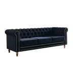 Canapé 84 Chesterfield en velours avec accoudoirs arrondis, canapé moderne de style nuage avec cadre en bois massif pour salon, chambre ou appartement - Panipeachy
