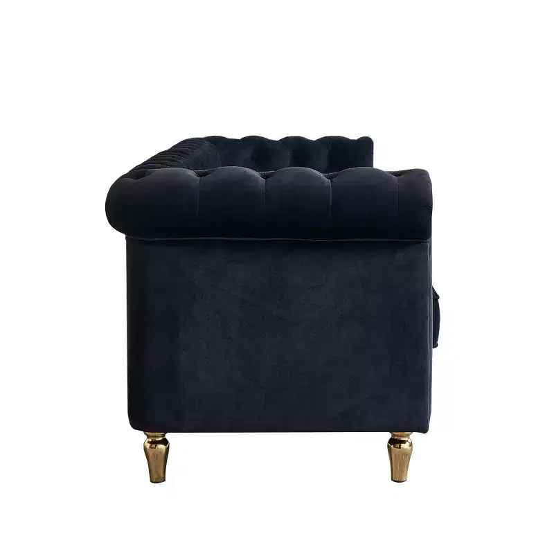 Canapé 84 Chesterfield en velours avec accoudoirs arrondis, canapé moderne de style nuage avec cadre en bois massif pour salon, chambre ou appartement - Panipeachy