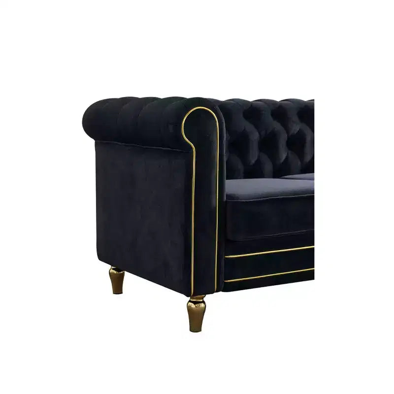 Canapé 84 Chesterfield en velours avec accoudoirs arrondis, canapé moderne de style nuage avec cadre en bois massif pour salon, chambre ou appartement - Panipeachy