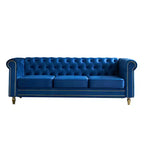 Canapé 84 Chesterfield en velours avec accoudoirs arrondis, canapé moderne de style nuage avec cadre en bois massif pour salon, chambre ou appartement - Panipeachy