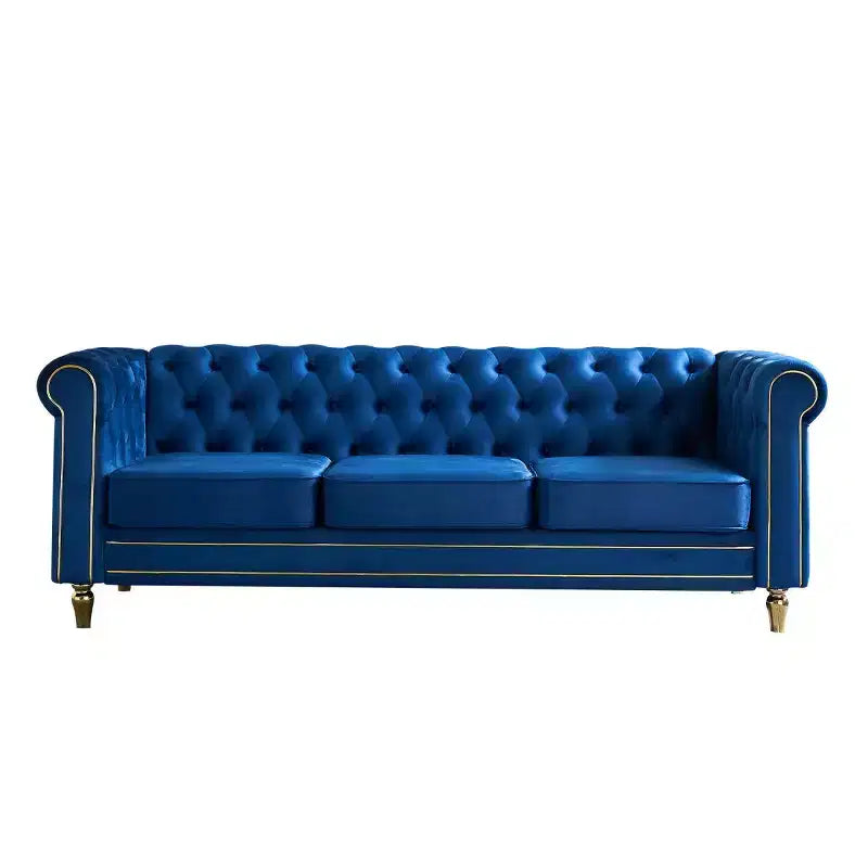 Canapé 84 Chesterfield en velours avec accoudoirs arrondis, canapé moderne de style nuage avec cadre en bois massif pour salon, chambre ou appartement - Panipeachy