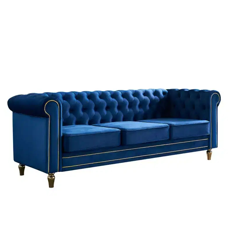 Canapé 84 Chesterfield en velours avec accoudoirs arrondis, canapé moderne de style nuage avec cadre en bois massif pour salon, chambre ou appartement - Panipeachy