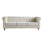 Canapé 84 Chesterfield en velours avec accoudoirs arrondis, canapé moderne de style nuage avec cadre en bois massif pour salon, chambre ou appartement - Panipeachy