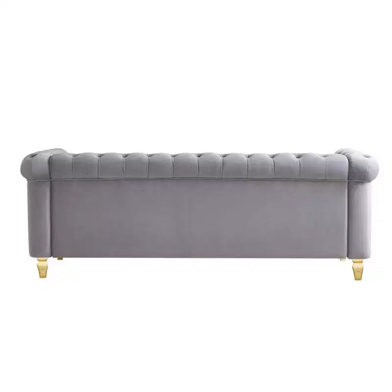 Canapé 84 Chesterfield en velours avec accoudoirs arrondis, canapé moderne de style nuage avec cadre en bois massif pour salon, chambre ou appartement - Panipeachy