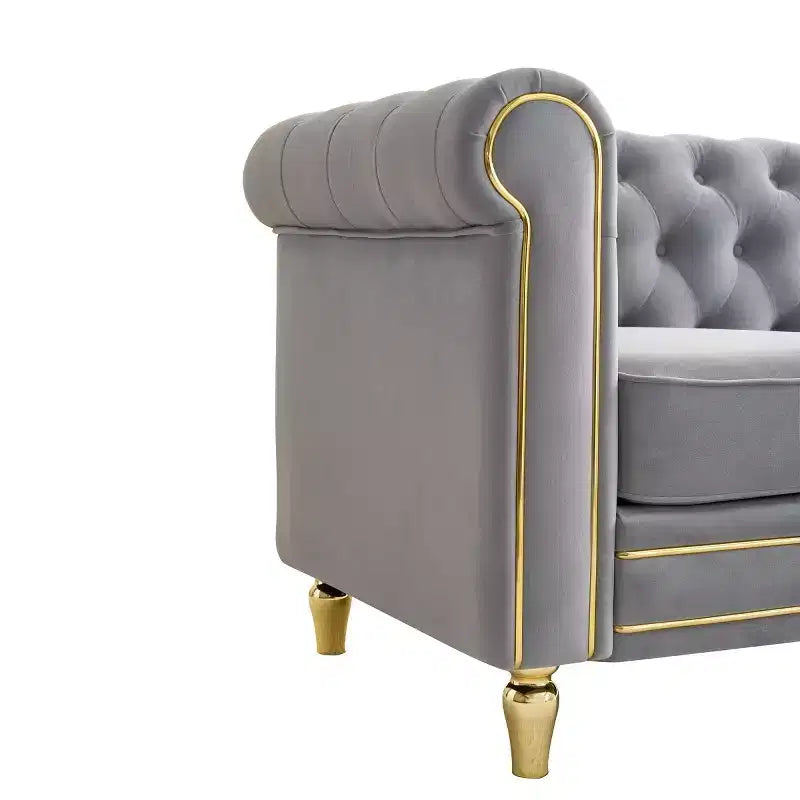 Canapé 84 Chesterfield en velours avec accoudoirs arrondis, canapé moderne de style nuage avec cadre en bois massif pour salon, chambre ou appartement - Panipeachy