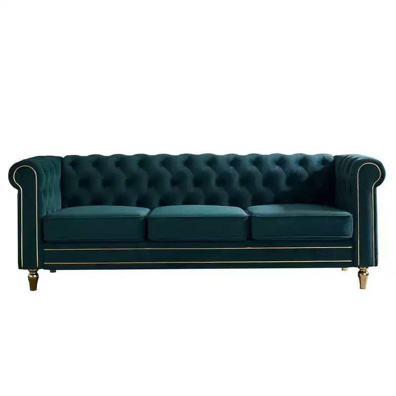Canapé 84 Chesterfield en velours avec accoudoirs arrondis, canapé moderne de style nuage avec cadre en bois massif pour salon, chambre ou appartement - Panipeachy