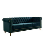 Canapé 84 Chesterfield en velours avec accoudoirs arrondis, canapé moderne de style nuage avec cadre en bois massif pour salon, chambre ou appartement - Panipeachy