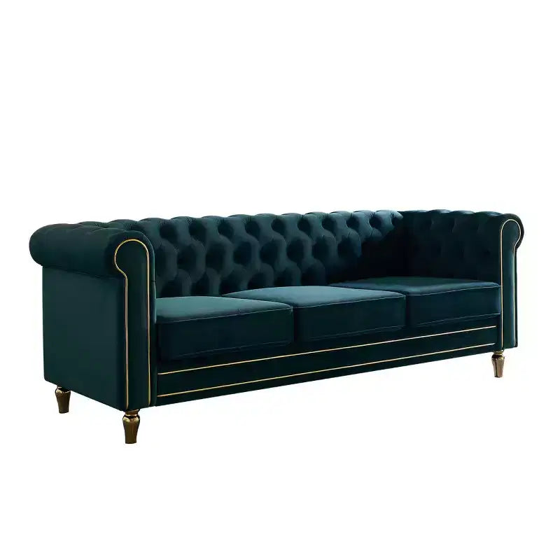 Canapé 84 Chesterfield en velours avec accoudoirs arrondis, canapé moderne de style nuage avec cadre en bois massif pour salon, chambre ou appartement - Panipeachy