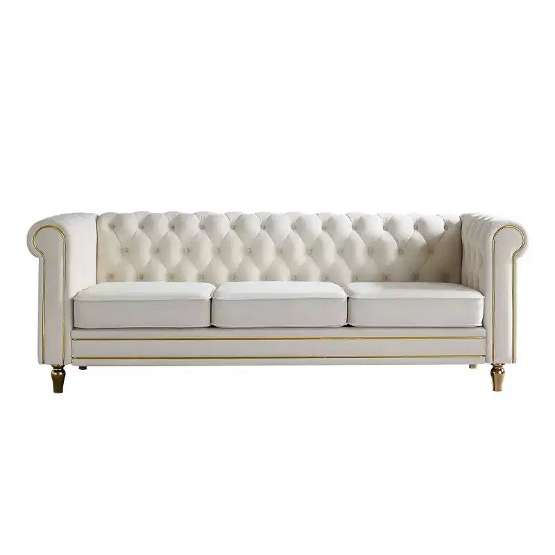 Canapé 84 Chesterfield en velours avec accoudoirs arrondis, canapé moderne de style nuage avec cadre en bois massif pour salon, chambre ou appartement - Panipeachy