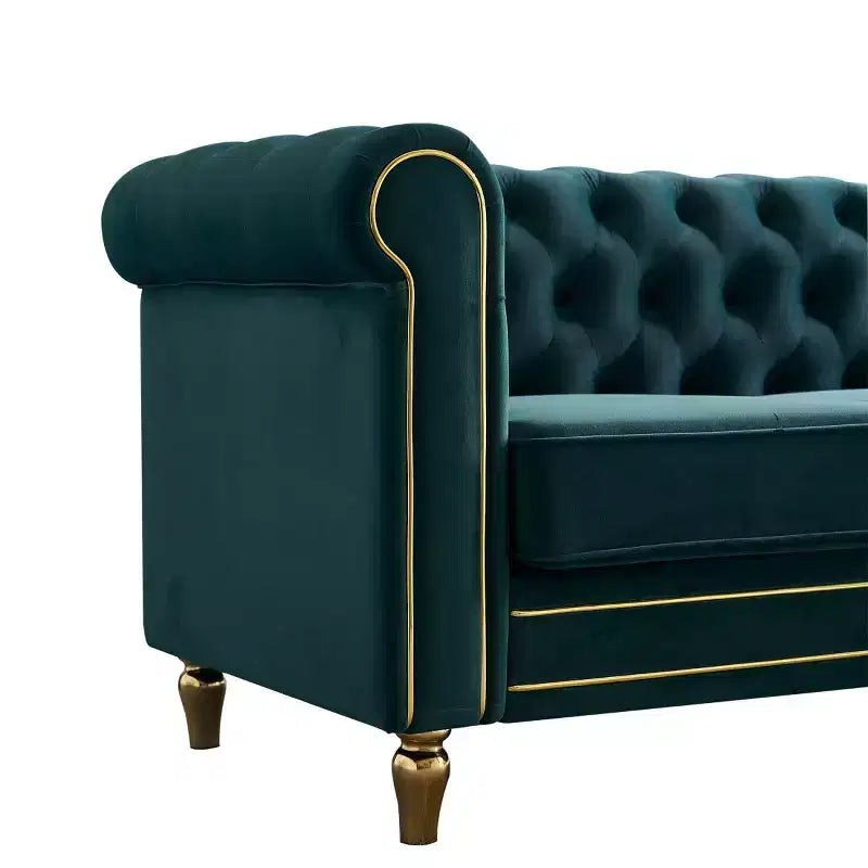 Canapé 84 Chesterfield en velours avec accoudoirs arrondis, canapé moderne de style nuage avec cadre en bois massif pour salon, chambre ou appartement - Panipeachy