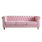Canapé 84 Chesterfield en velours avec accoudoirs arrondis, canapé moderne de style nuage avec cadre en bois massif pour salon, chambre ou appartement - Panipeachy