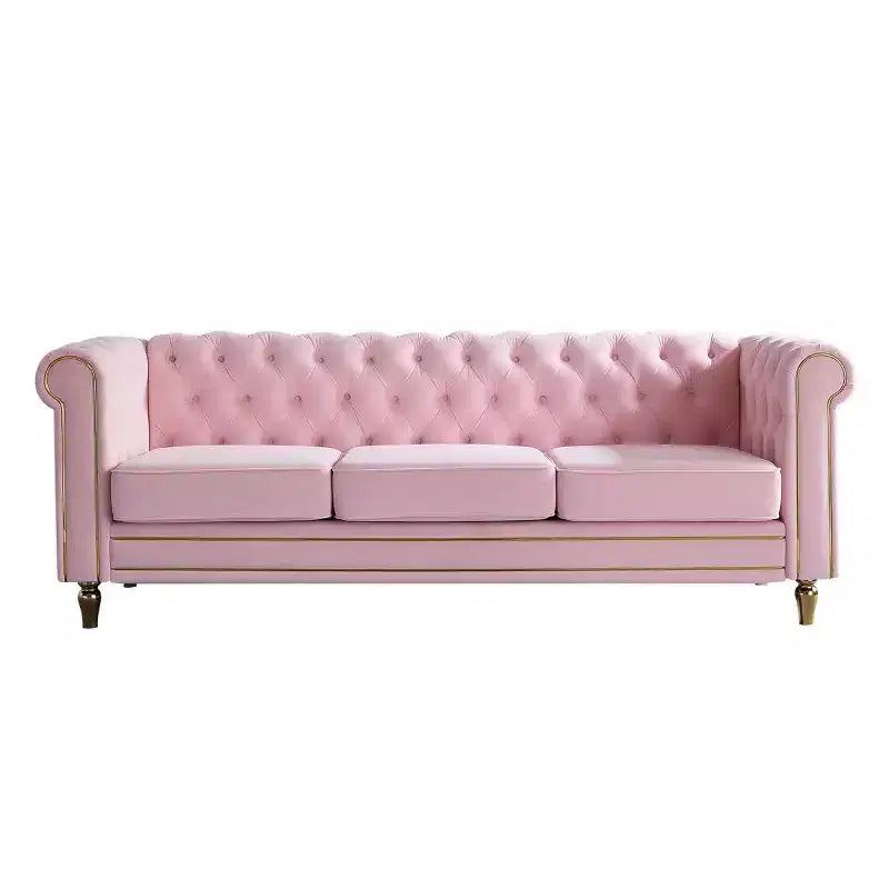 Canapé 84 Chesterfield en velours avec accoudoirs arrondis, canapé moderne de style nuage avec cadre en bois massif pour salon, chambre ou appartement - Panipeachy