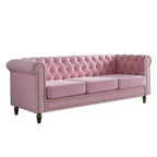 Canapé 84 Chesterfield en velours avec accoudoirs arrondis, canapé moderne de style nuage avec cadre en bois massif pour salon, chambre ou appartement - Panipeachy