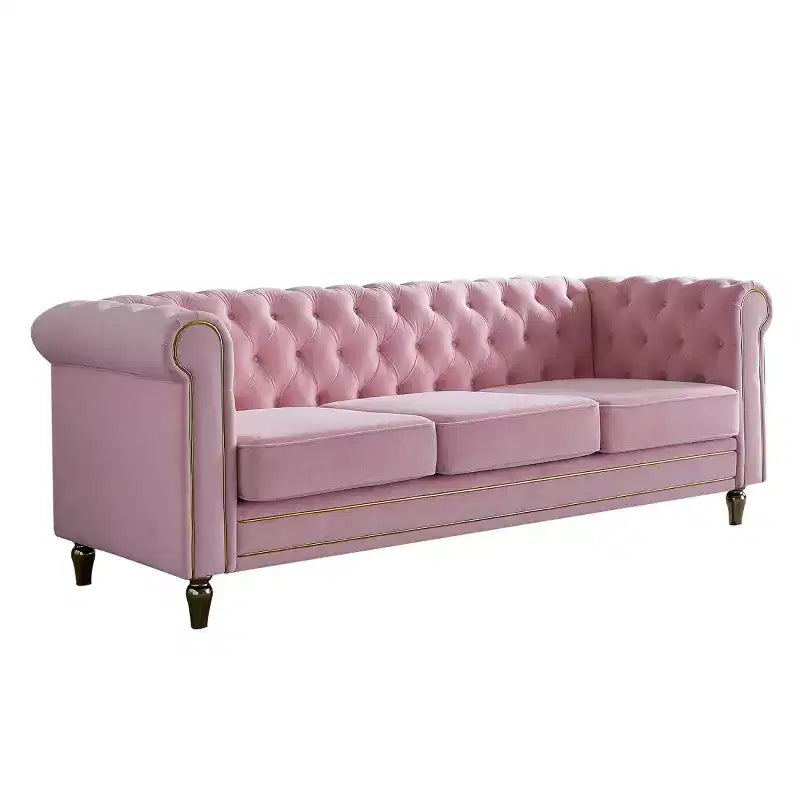 Canapé 84 Chesterfield en velours avec accoudoirs arrondis, canapé moderne de style nuage avec cadre en bois massif pour salon, chambre ou appartement - Panipeachy