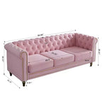 Canapé 84 Chesterfield en velours avec accoudoirs arrondis, canapé moderne de style nuage avec cadre en bois massif pour salon, chambre ou appartement - Panipeachy