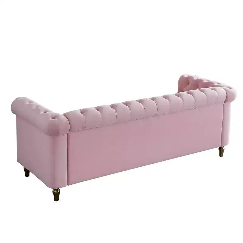 Canapé 84 Chesterfield en velours avec accoudoirs arrondis, canapé moderne de style nuage avec cadre en bois massif pour salon, chambre ou appartement - Panipeachy