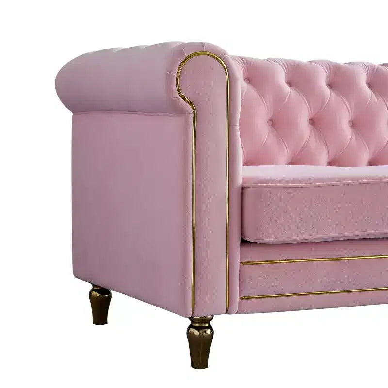 Canapé 84 Chesterfield en velours avec accoudoirs arrondis, canapé moderne de style nuage avec cadre en bois massif pour salon, chambre ou appartement - Panipeachy