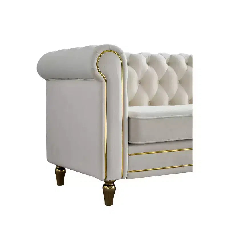 Canapé 84 Chesterfield en velours avec accoudoirs arrondis, canapé moderne de style nuage avec cadre en bois massif pour salon, chambre ou appartement - Panipeachy