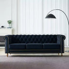 Canapé 84 Chesterfield en velours avec accoudoirs arrondis, canapé moderne de style nuage avec cadre en bois massif pour salon, chambre ou appartement - Panipeachy