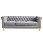 Canapé 84 Chesterfield en velours avec accoudoirs arrondis, canapé moderne de style nuage avec cadre en bois massif pour salon, chambre ou appartement - Panipeachy