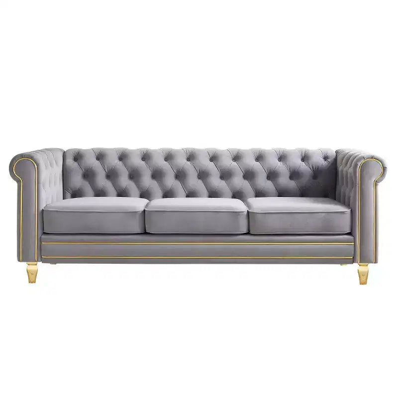 Canapé 84 Chesterfield en velours avec accoudoirs arrondis, canapé moderne de style nuage avec cadre en bois massif pour salon, chambre ou appartement - Panipeachy