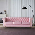 Canapé 84 Chesterfield en velours avec accoudoirs arrondis, canapé moderne de style nuage avec cadre en bois massif pour salon, chambre ou appartement - Panipeachy