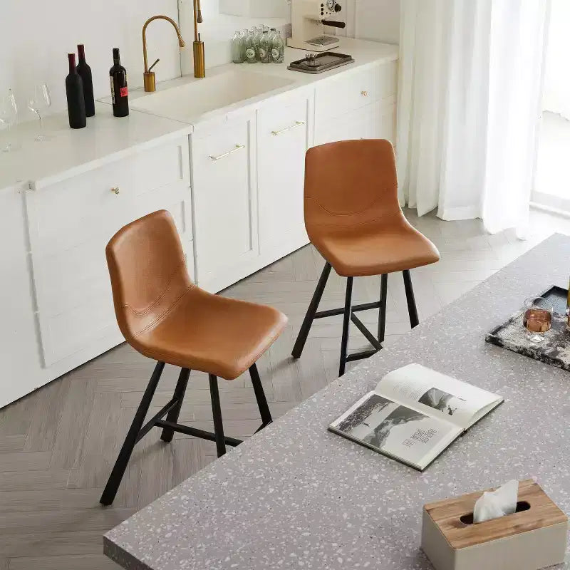 Lot de 2 tabourets de comptoir avec cadre en métal noir robuste, chaises de comptoir pour îlot de cuisine, bar ou restaurant-Panipeachy