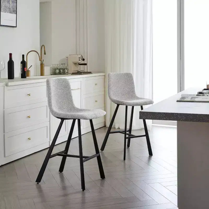 Lot de 2 tabourets de comptoir avec cadre en métal noir robuste, chaises de comptoir pour îlot de cuisine, bar ou restaurant-Panipeachy
