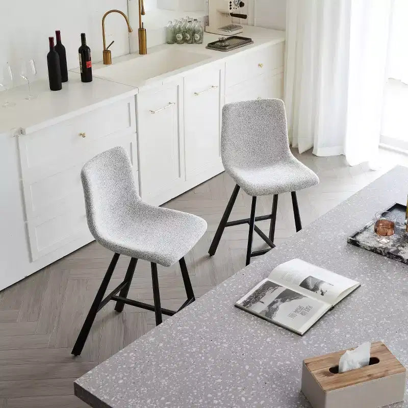 Lot de 2 tabourets de comptoir avec cadre en métal noir robuste, chaises de comptoir pour îlot de cuisine, bar ou restaurant-Panipeachy