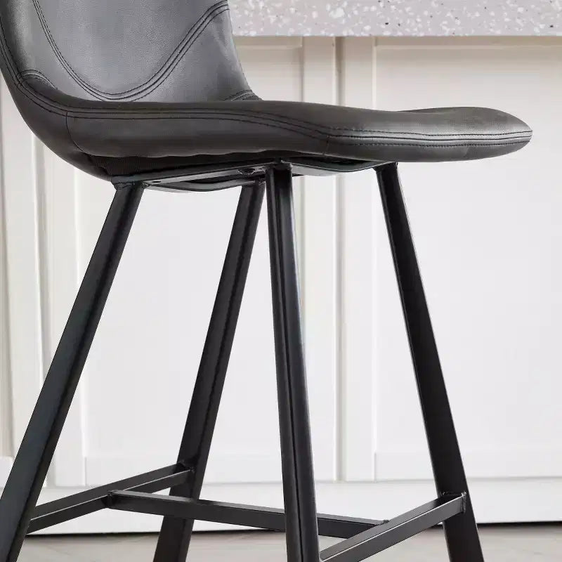 Lot de 2 tabourets de comptoir avec cadre en métal noir robuste, chaises de comptoir pour îlot de cuisine, bar ou restaurant-Panipeachy