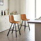 Lot de 2 tabourets de comptoir avec cadre en métal noir robuste, chaises de comptoir pour îlot de cuisine, bar ou restaurant-Panipeachy