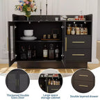 Meuble de Rangement COZONY avec Portes Vitrées, Vitrine Autonome avec Tiroirs pour Salon et Salle à Manger